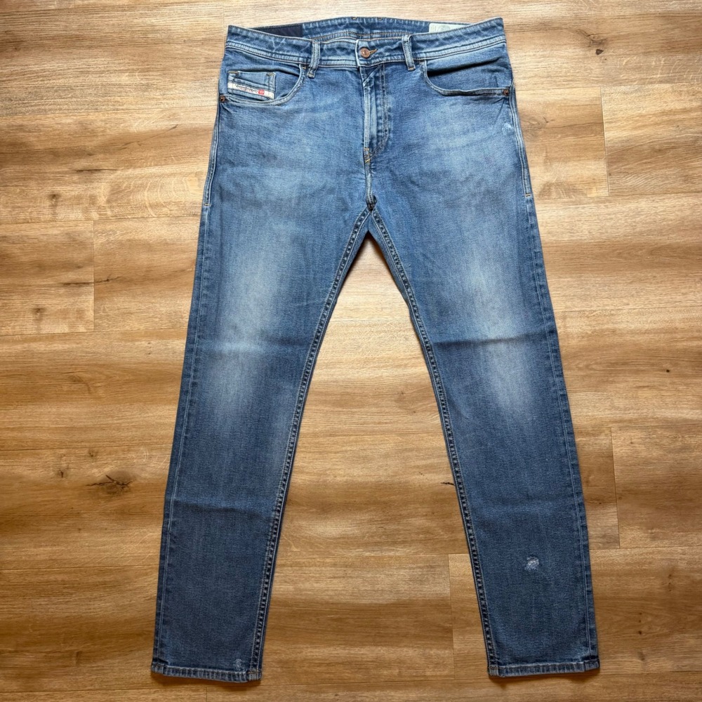 Diesel Thommer Jeans Mens 34x30 Blue Slim Skinny Stretch Distressed Italy 083AD